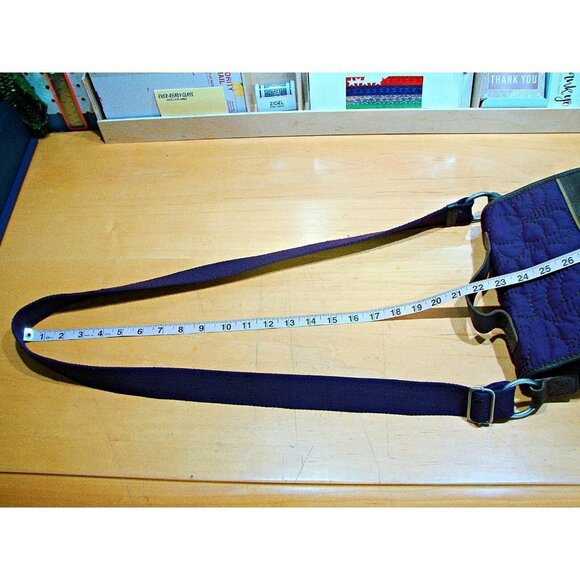 Womens Fossil Quilted Fabric Embroidered Floral Leather Crossbody Bag Purple - Picture 8 of 12